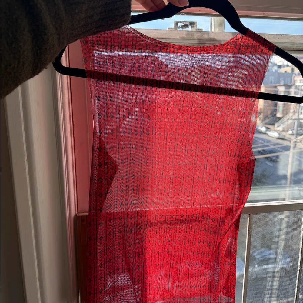 Red Sheer Sleeveless Top